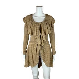 Leifnotes Cardigan Women's Small Beige Ruffled Tunic Anthropologie Sweater